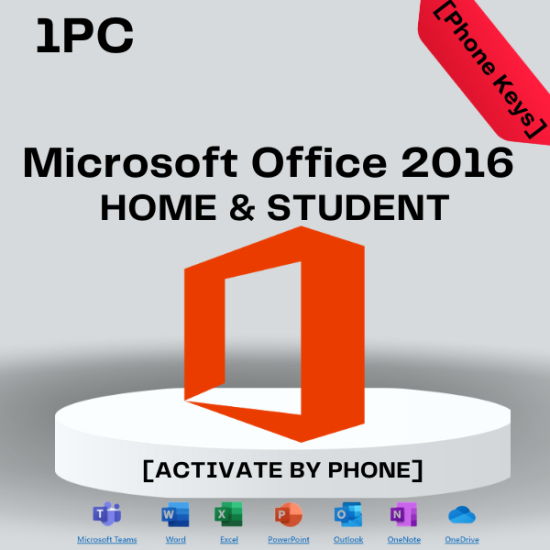  Office 2016 Home Student 1PC [Activate by Phone]