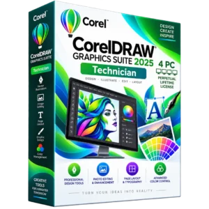 CorelDRAW Graphics Suite 2025 Technician 4 PC Perpetual Lifetime License