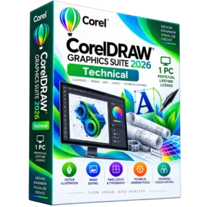 CorelDRAW Graphics Suite 2026 Technical 1 PC Perpetual Lifetime License